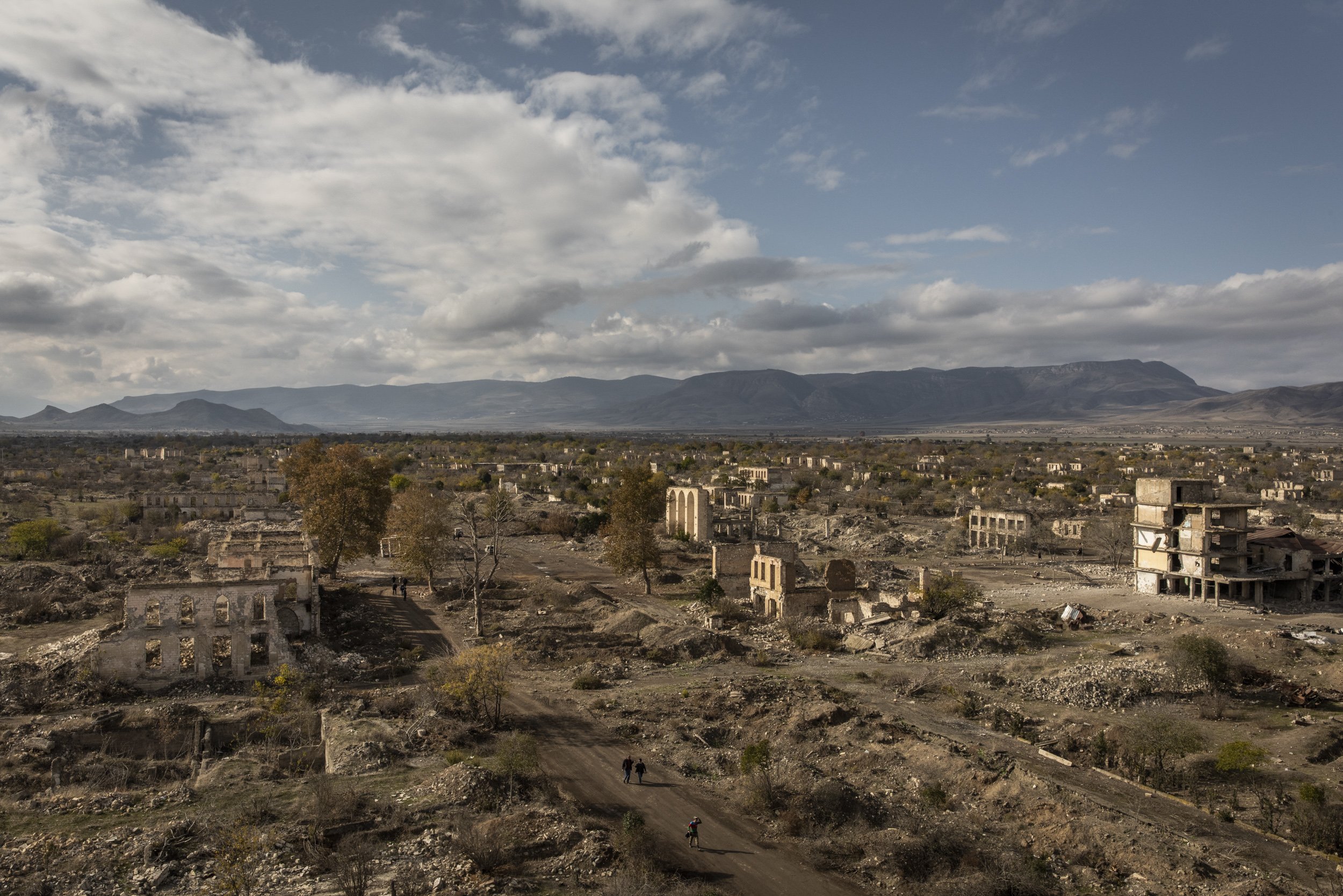  The city of Agdam lay in ruins after nearly 30 years under the control of Armenian forces. Originally home to around 40,000 people the city was captured by Armenia in the first Karabakh war in the early 90’s. The entire population fled the city and 
