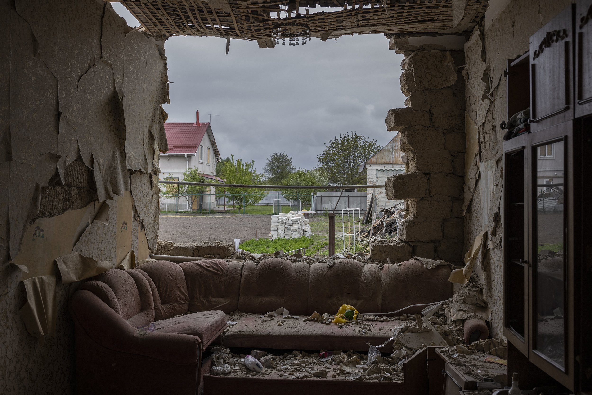  Oleksandr Kornienko’s family home, in the village of Velyka Dymerka, was destroyed in a rocket attack in early March, shortly after Russian forces had taken over the area. Although unverifiable, given that Russian forces were occupying the area it i