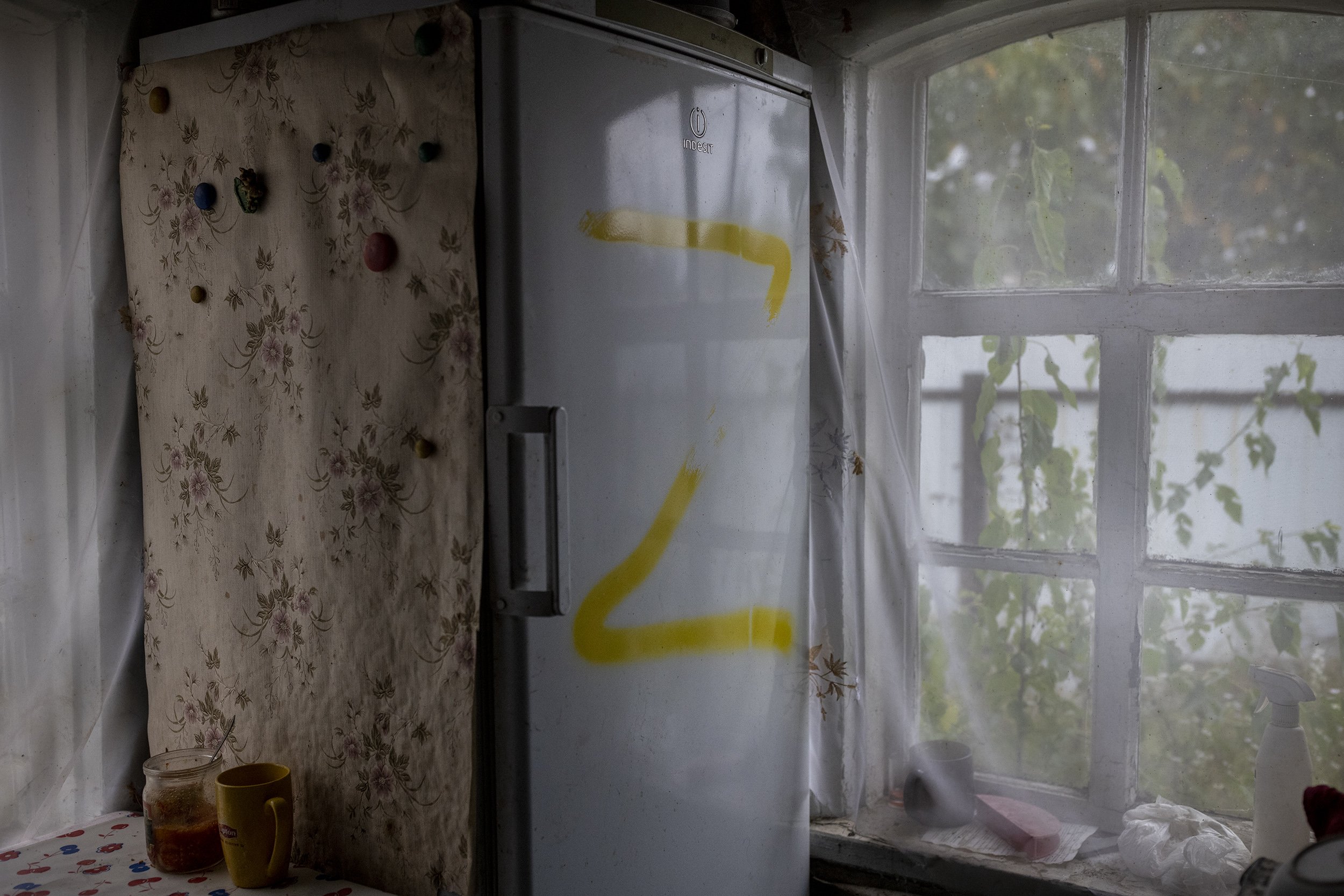  Russian troops spray painted the letter Z, which has become the symbol of their invasion of Ukraine, all over the home of a Ukrainian military family, as they sought to intimidate the wife into giving up her husbands whereabouts. October, 2022. 