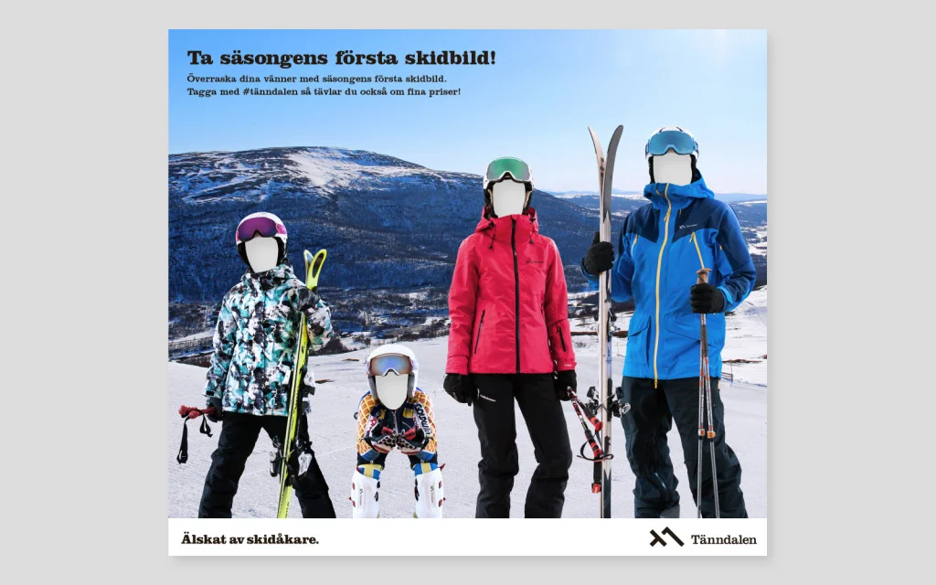 Fotovägg "Ta årets första skidbild". Användes under Stockholm Winter Show,