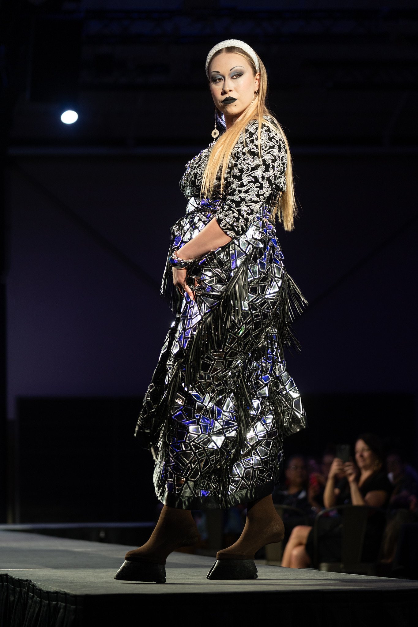 A model on the runway at Native Nations Fashion Night in Minneapolis