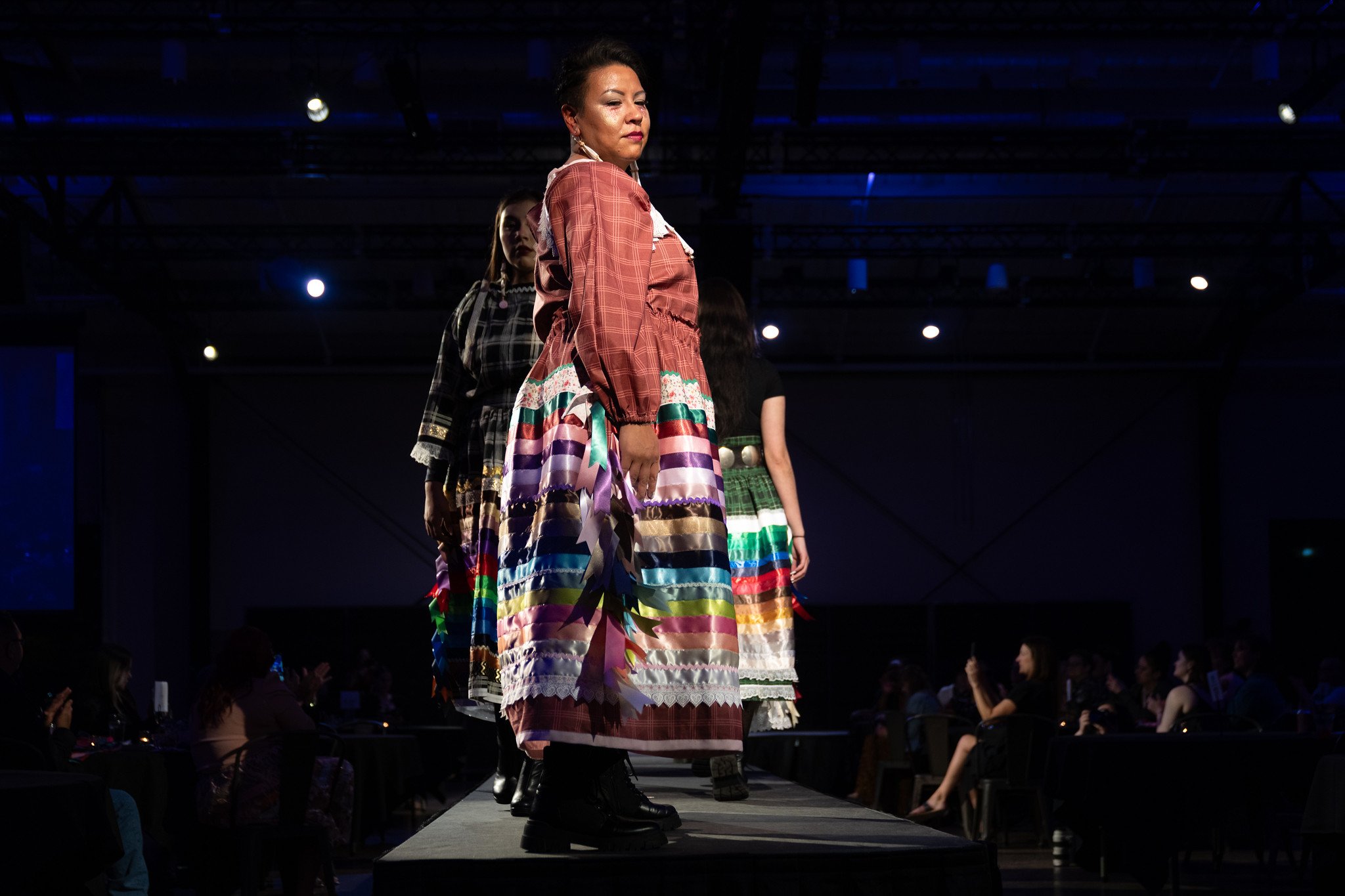 Models on the runway at Native Nations Fashion Night in Minneapolis