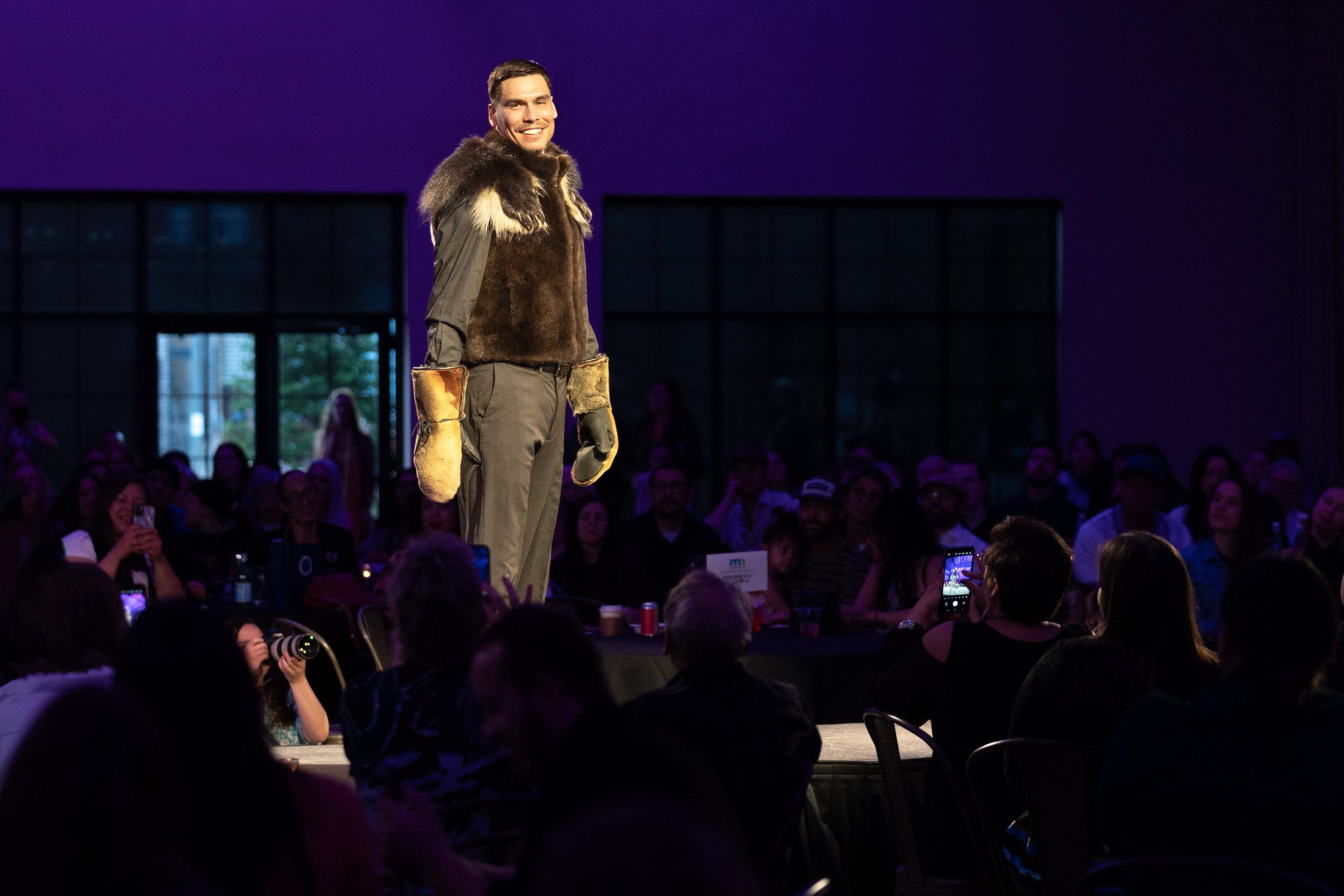 A model for designer Christy Ruby's CRuby Designs on the runway at Native Nations Fashion Night in Minneapolis