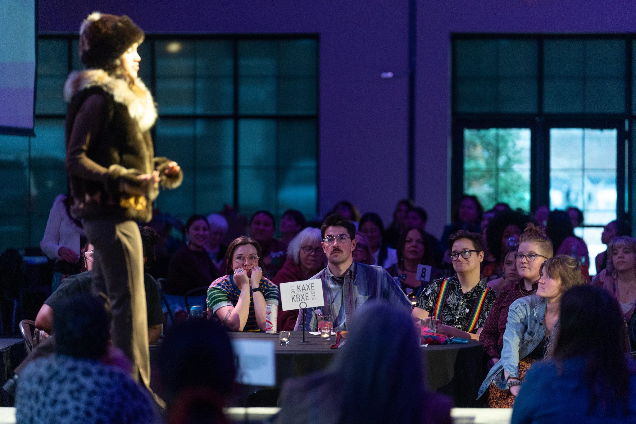 The KAXE/KBXE table at Native Nations Fashion Night in Minneapolis