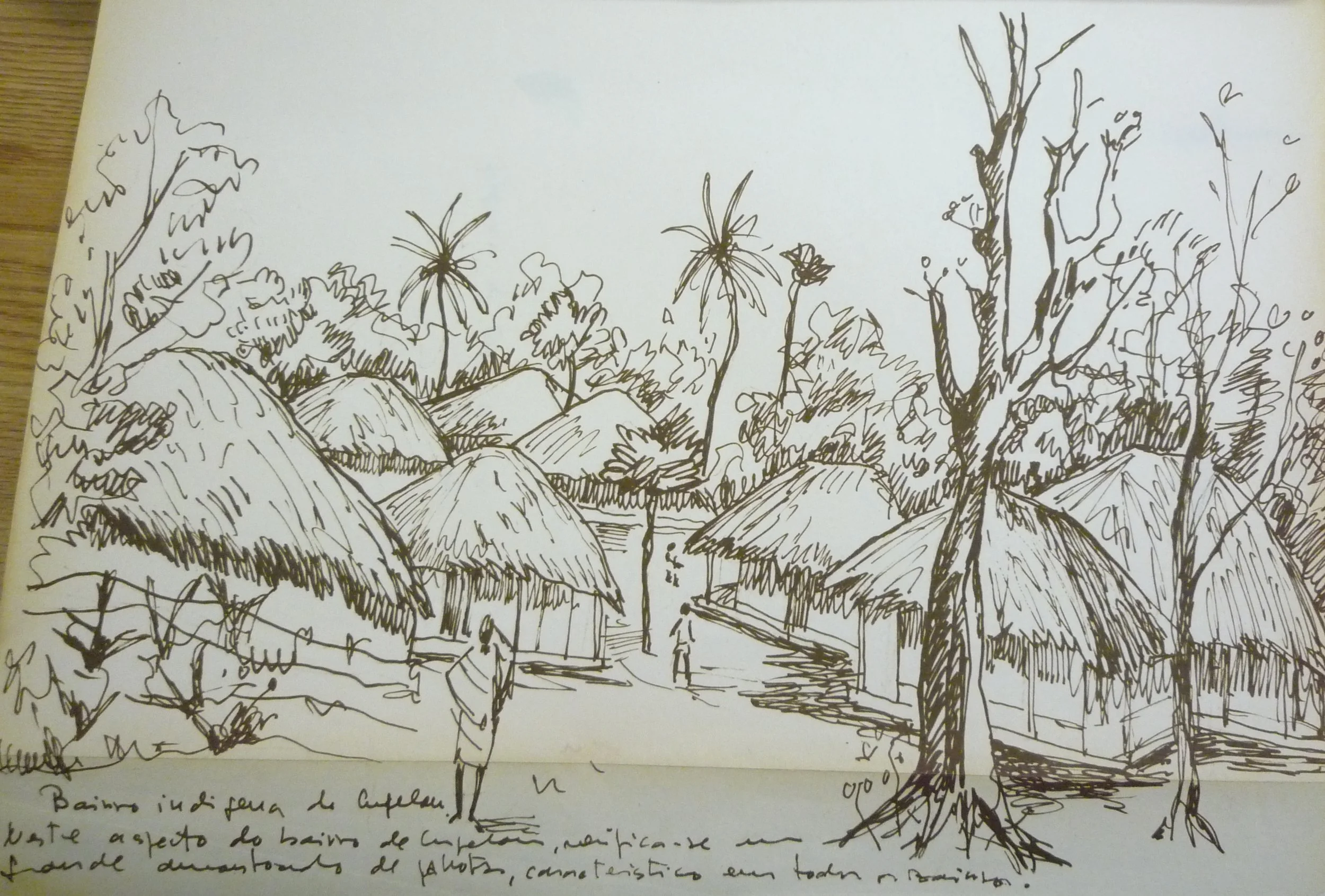“The indigenous neighbourhood of Cupelon”, drawing by Mário Oliveira, 1958. Source: Relatório da Viagem à Guiné, DGOPC.