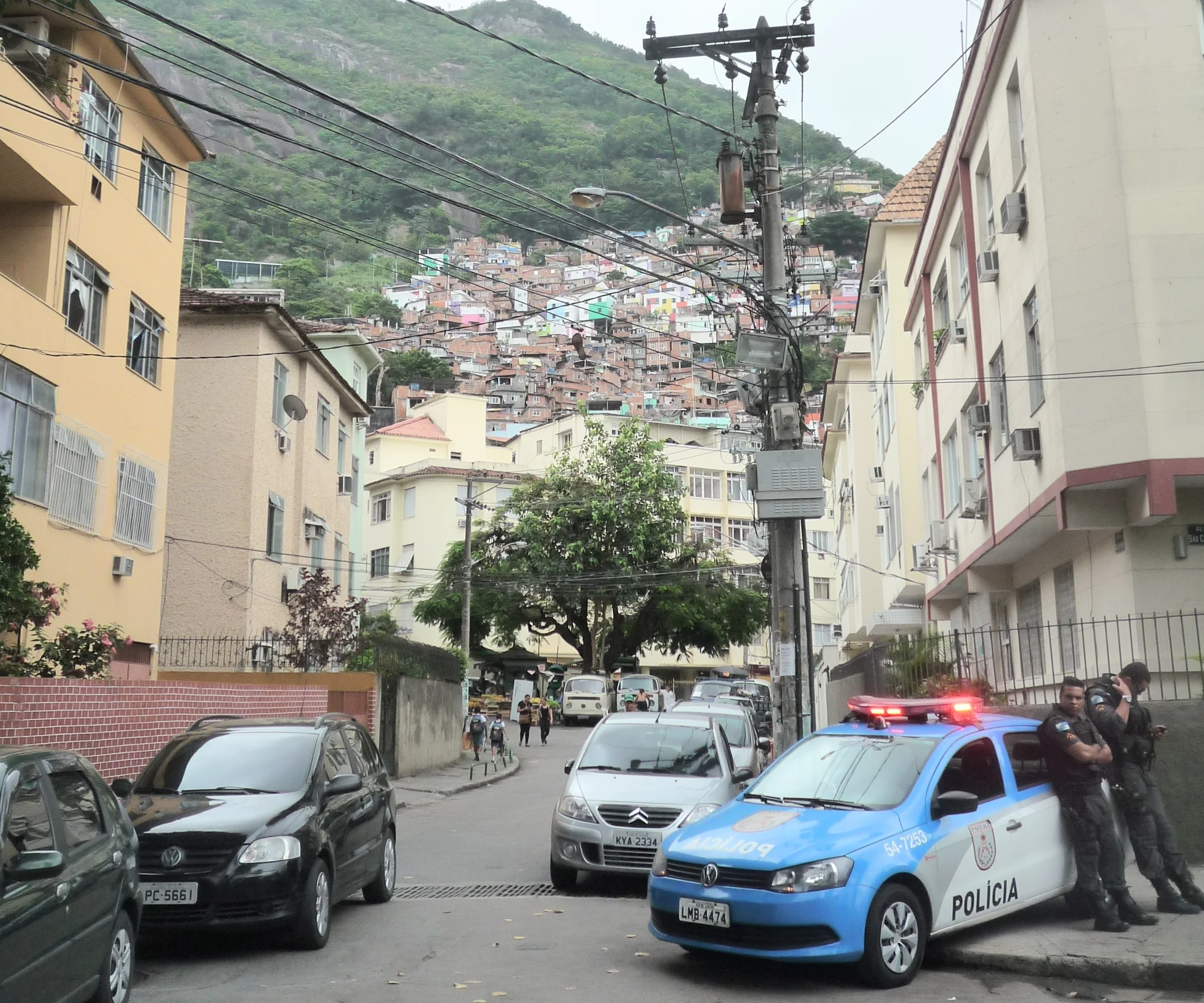 UPP car at the entrance of Favela Santa Marta, Nov. 2015.