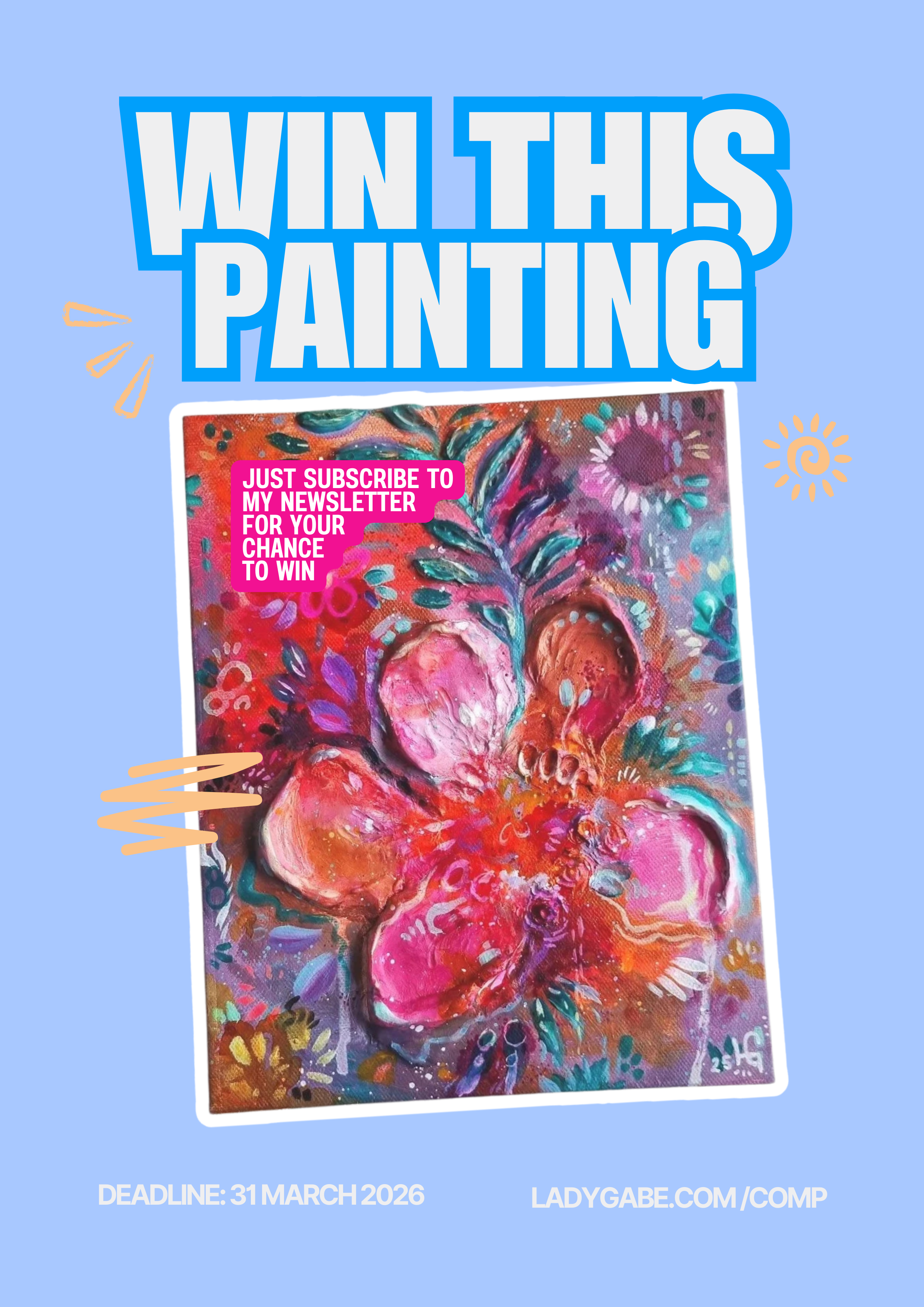 Win this painting! Subscribe to my newsletter before 31st March 2026 for your chance to win.
