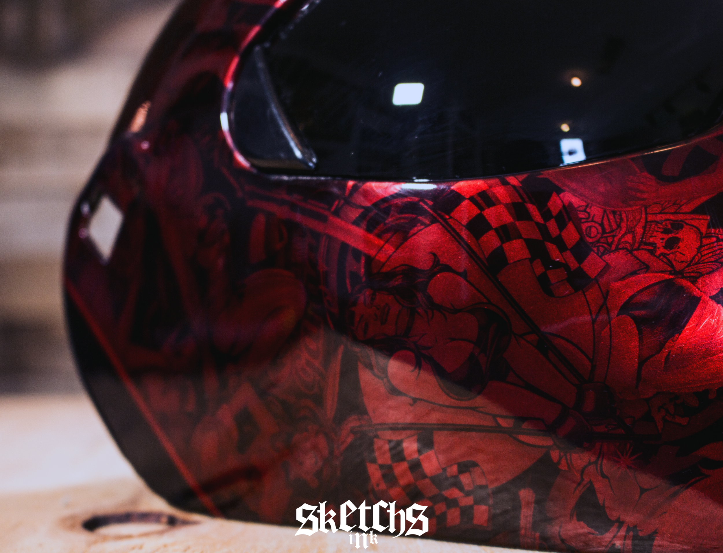 Welding Mask: Tinted-Red Naughty Hydrographics