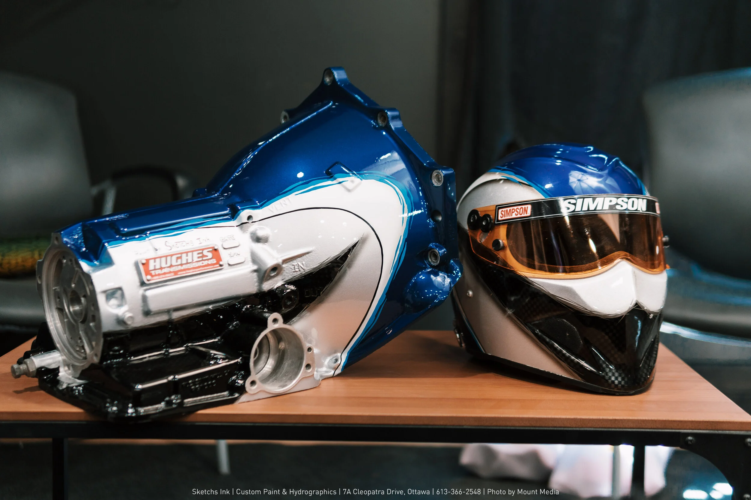 Hughes Race Transmission: Custom Helmet-Matched Paint