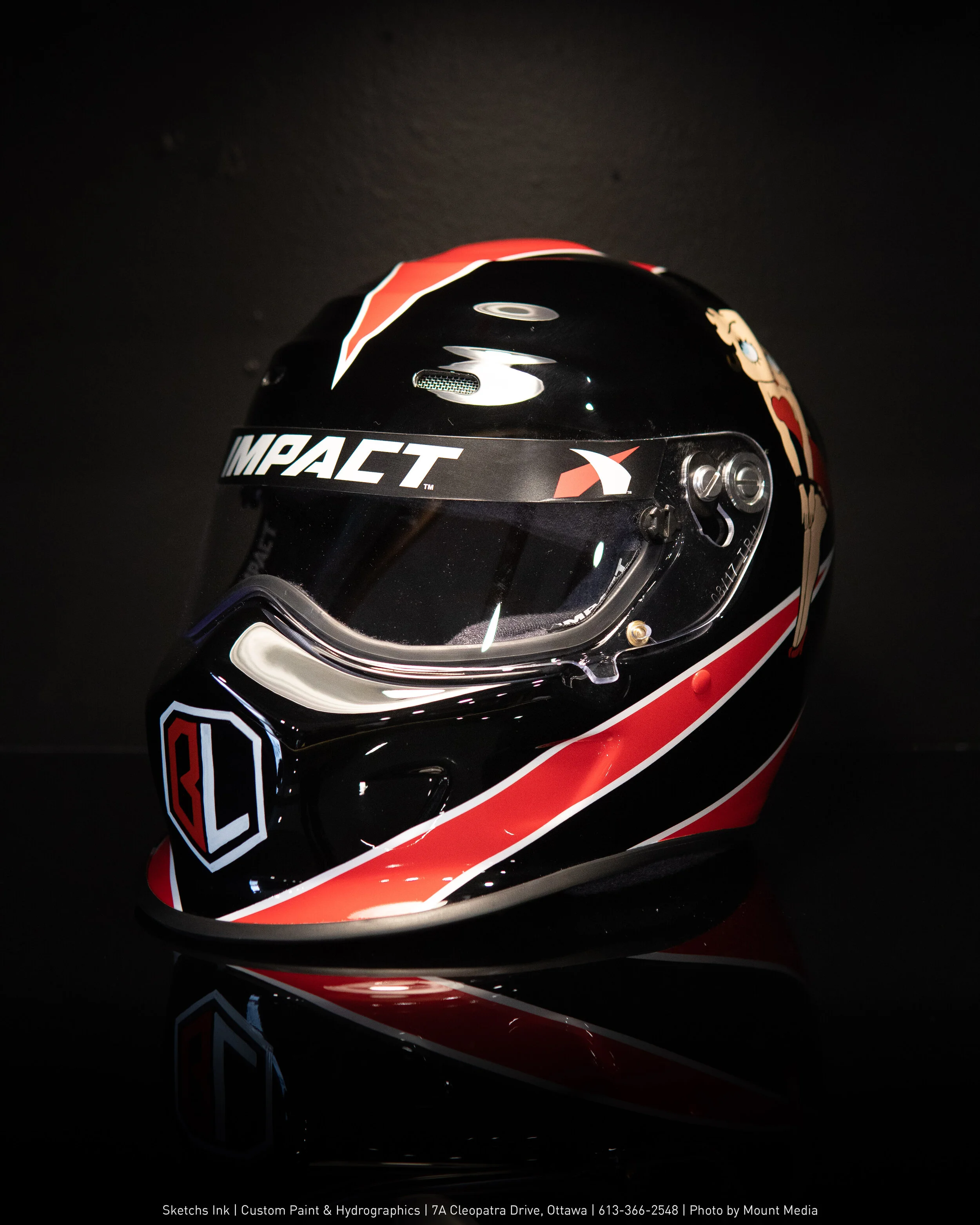 Impact Racing Helmet: Custom Paint &amp; Hand-Painted Lettering + Artwork