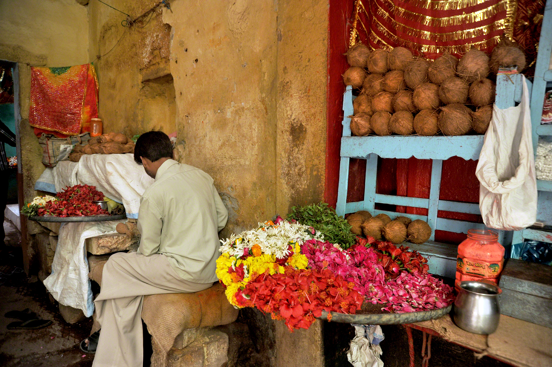 Flowers for the Ancient Temples, Varanasi, India