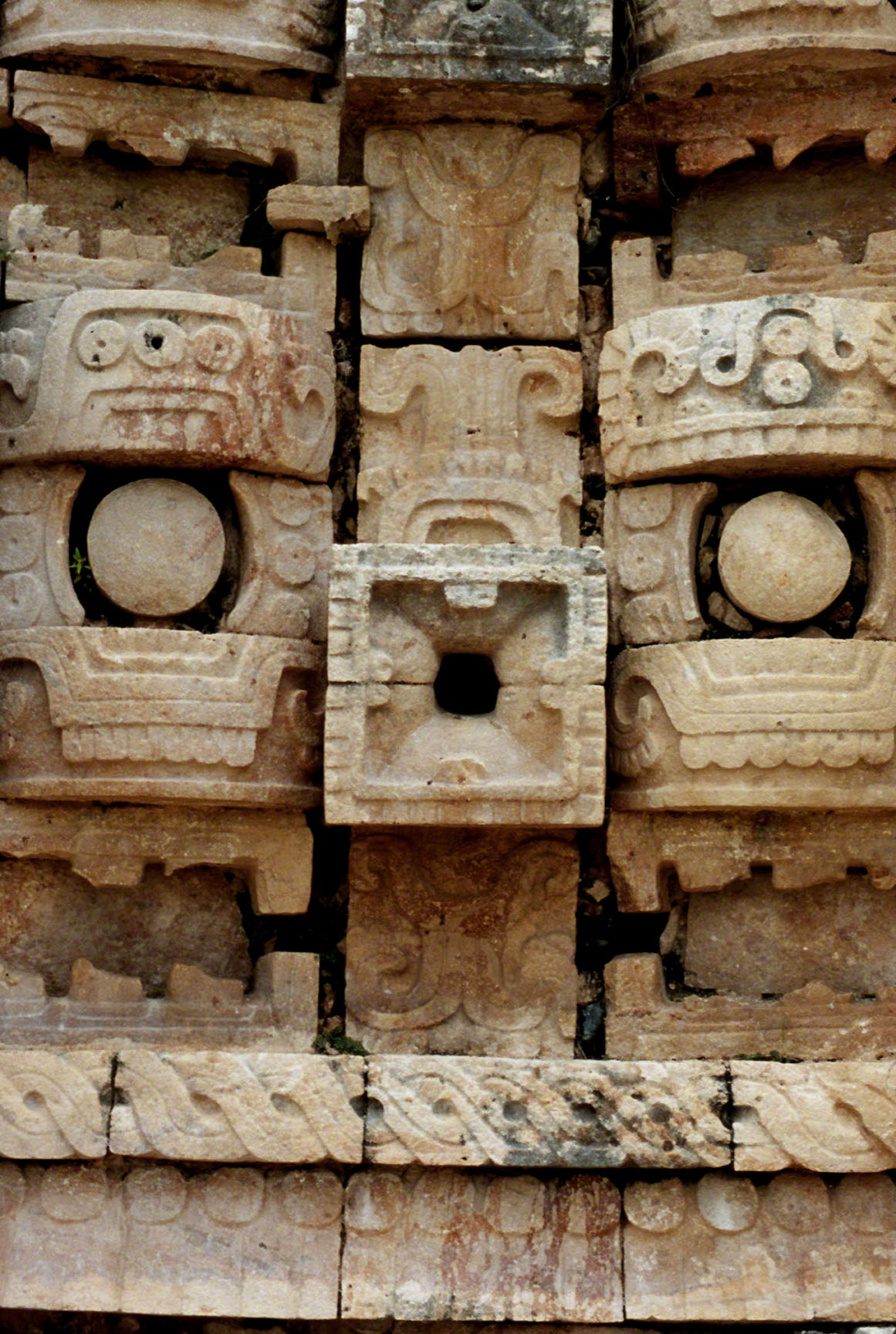The Palace of Chaac, Masks detail, Puuc Route, Mexico