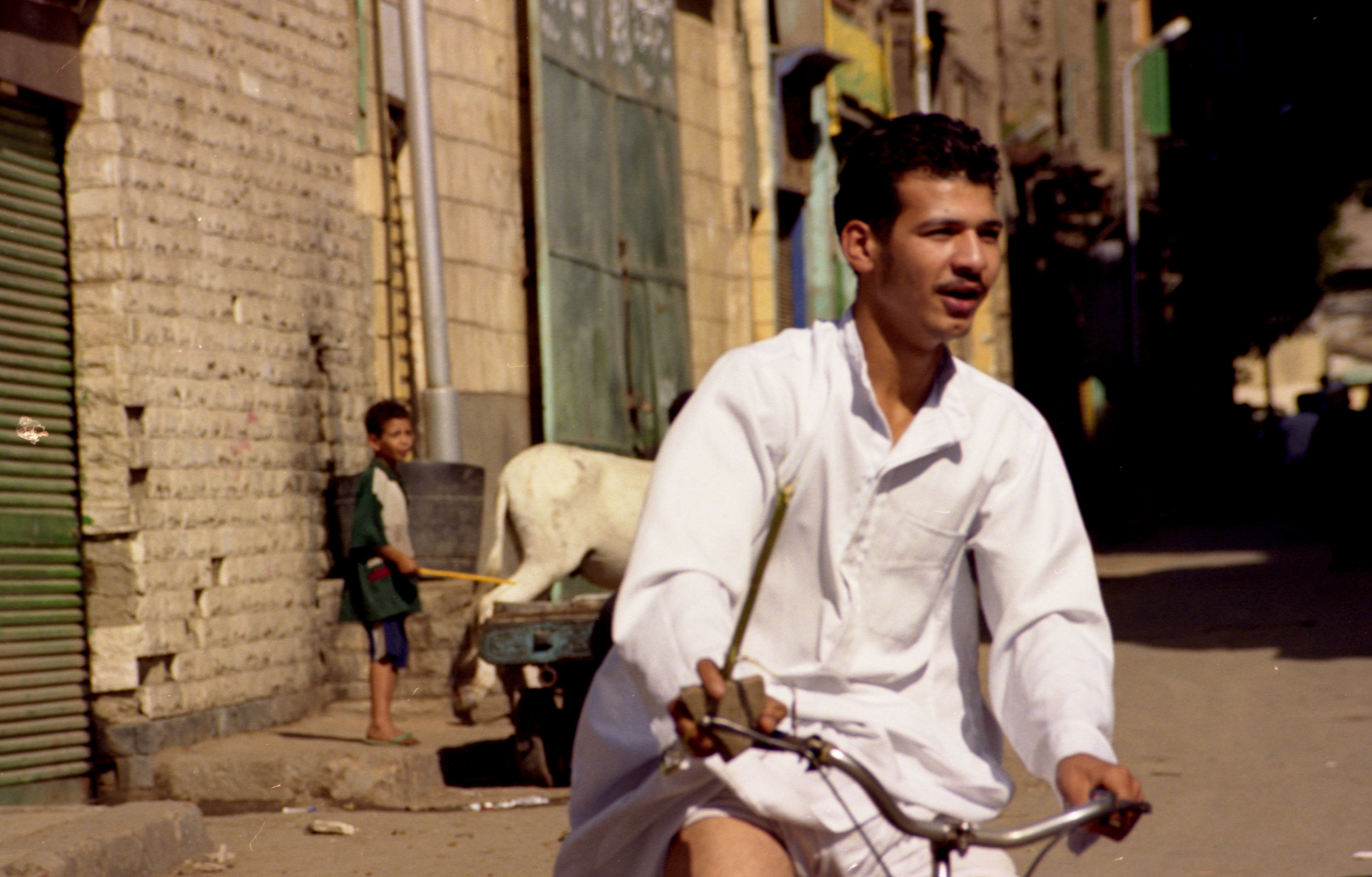 Young Man in White on Bicycle, Cairo, Egypt  4027W.jpg