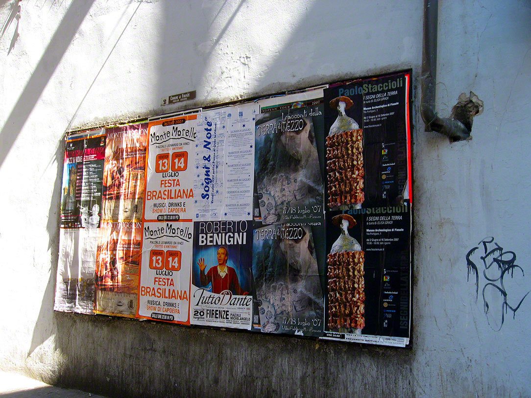 A Wall and Posters in Florence, Florence, Italy