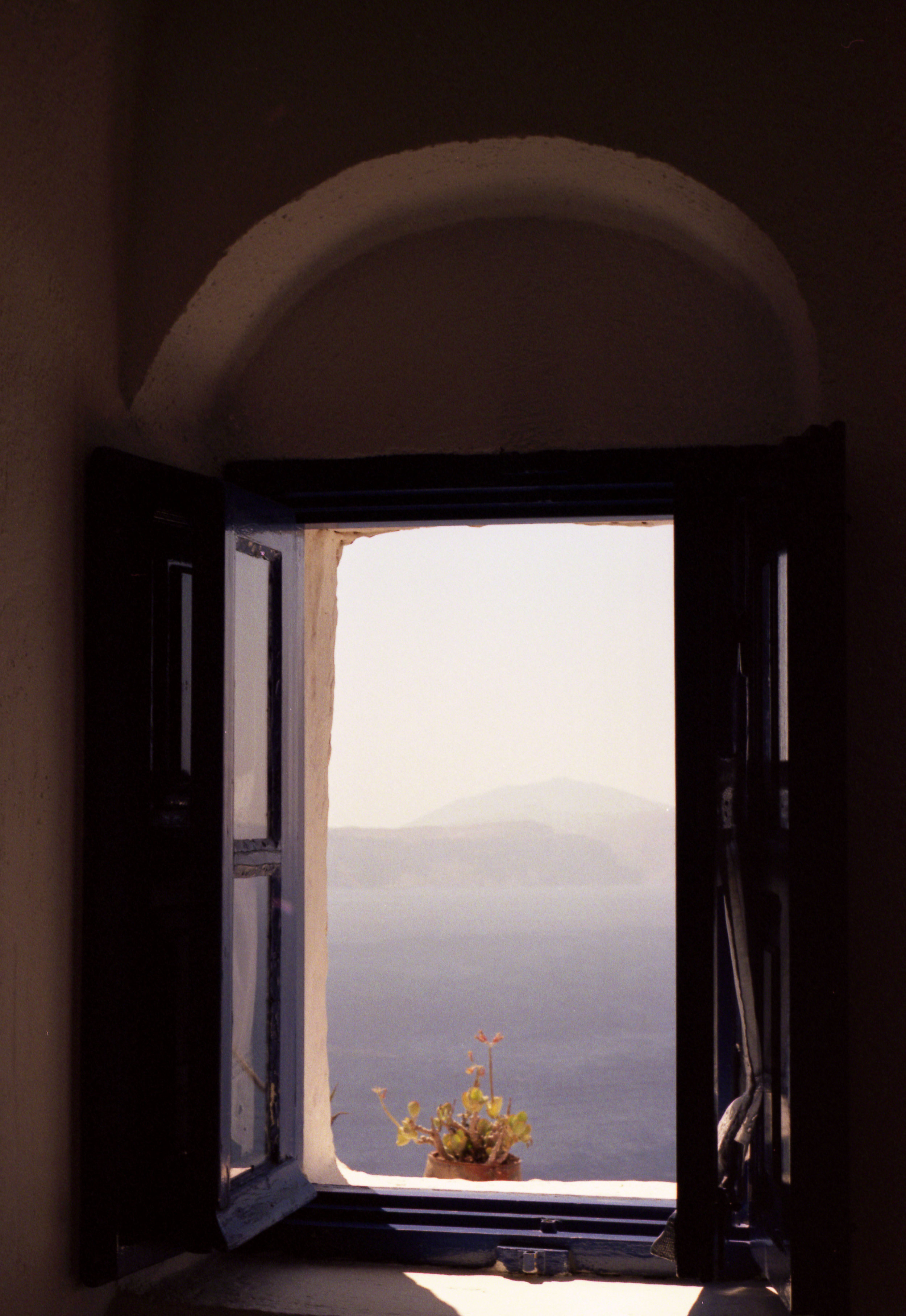 Window Looking out To Sea, Santorini, Greece