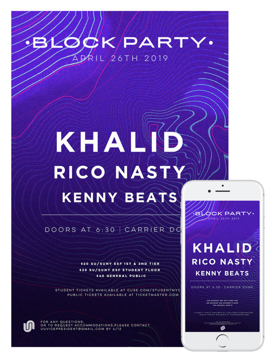  Block Party Music Festival poster and social graphics. 