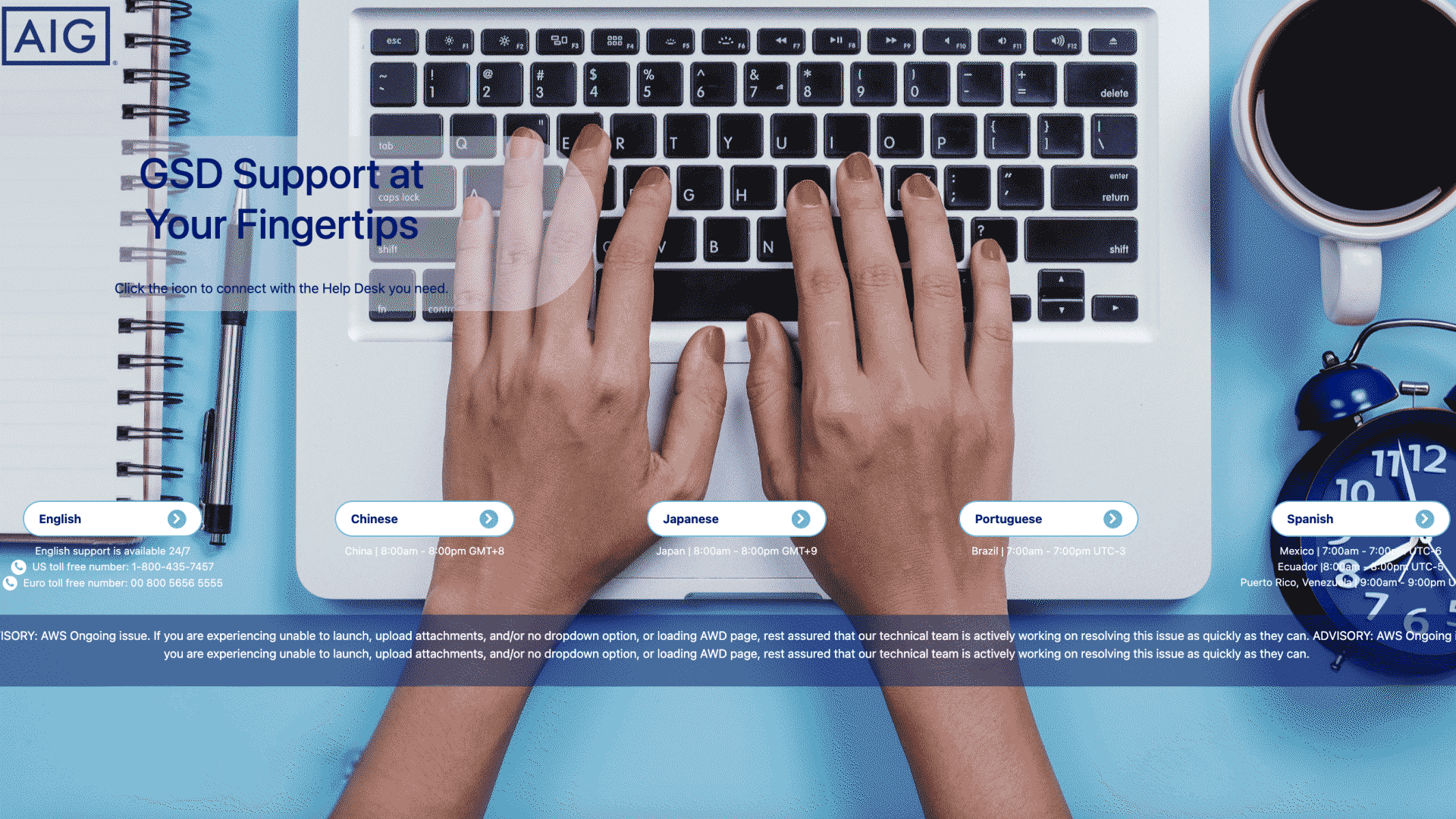 Redesign of AIG Global Service Desk homepage. (Copy)