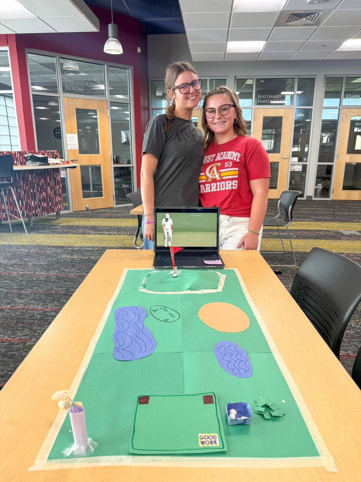 Happy Masters Saturday! In honor of this iconic week, freshmen Lily and Jocelelyn used their study breaks to recreate a hole from the Augusta course. After a few days of work, their mini course was ready for play!

On Friday, students, teachers, and 