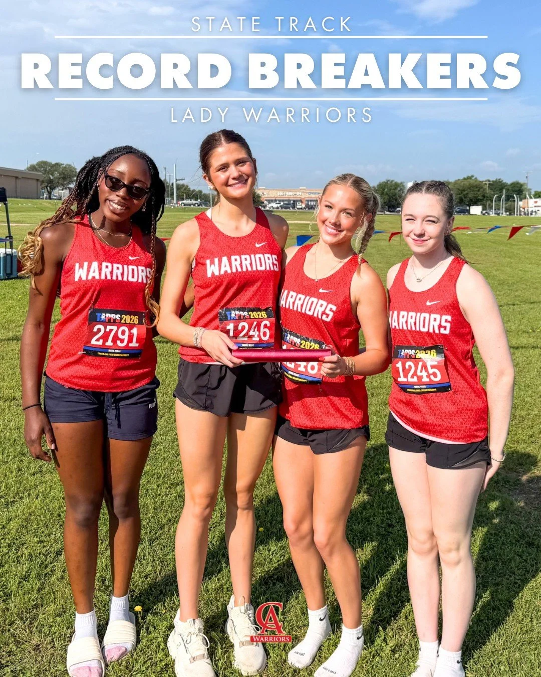 📣 BREAKING NEWS! 📣

Our Lady Warrior track relay team placed 2nd in the 4x100m relay this morning at the State Track Meet, and they broke a state record with an incredible time of 51.97 seconds! Even more impressive, all top three teams finished ah