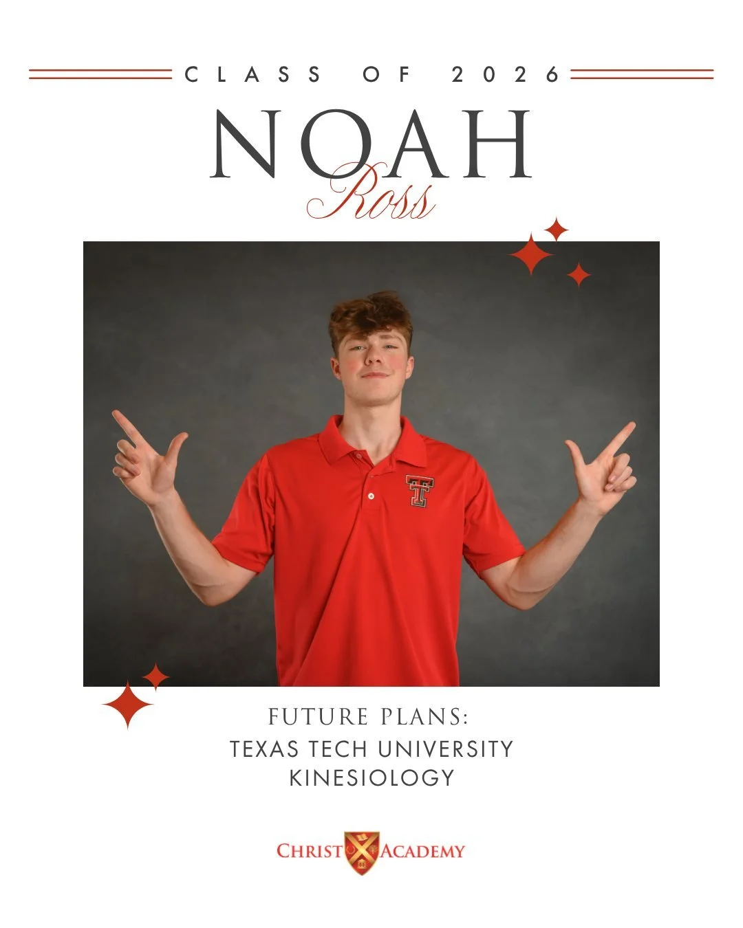WELL DONE, WARRIOR! Since EC3, Noah Ross has grown up at Christ Academy, making memories, building friendships, and leaving his mark as the last of the Ross boys to graduate from CA.

From bus rides to basketball games to years spent in student leade