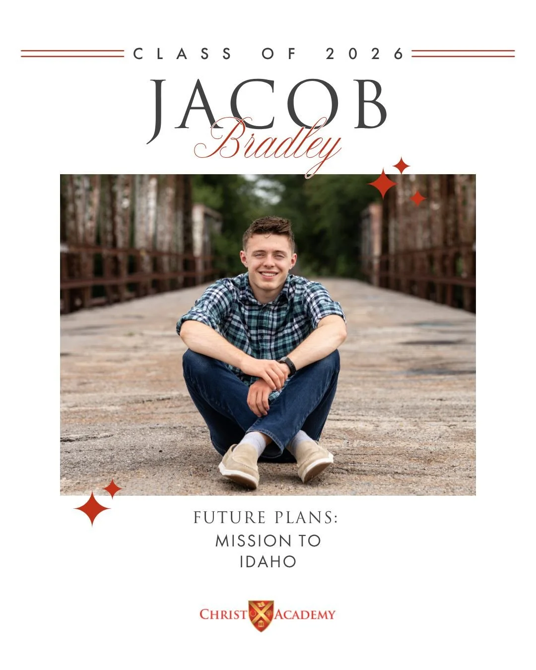 WELL DONE, WARRIOR! In just two short years, Jacob Bradley has made a meaningful impact at CA, building friendships, growing in confidence, and leaving his mark both academically and athletically. His joy and enthusiasm are contagious, and we are so 