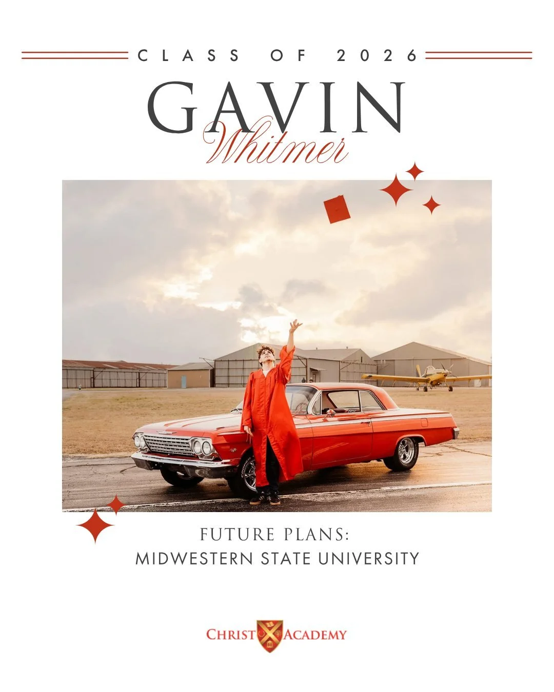 WELL DONE, WARRIOR! In his three years at CA, Gavin Whitmer has brought energy, joy, and a heart for serving others. One of his favorite memories during his time at CA: &ldquo;The mission trip I took,&rdquo; he said, after being part of CA&rsquo;s fi