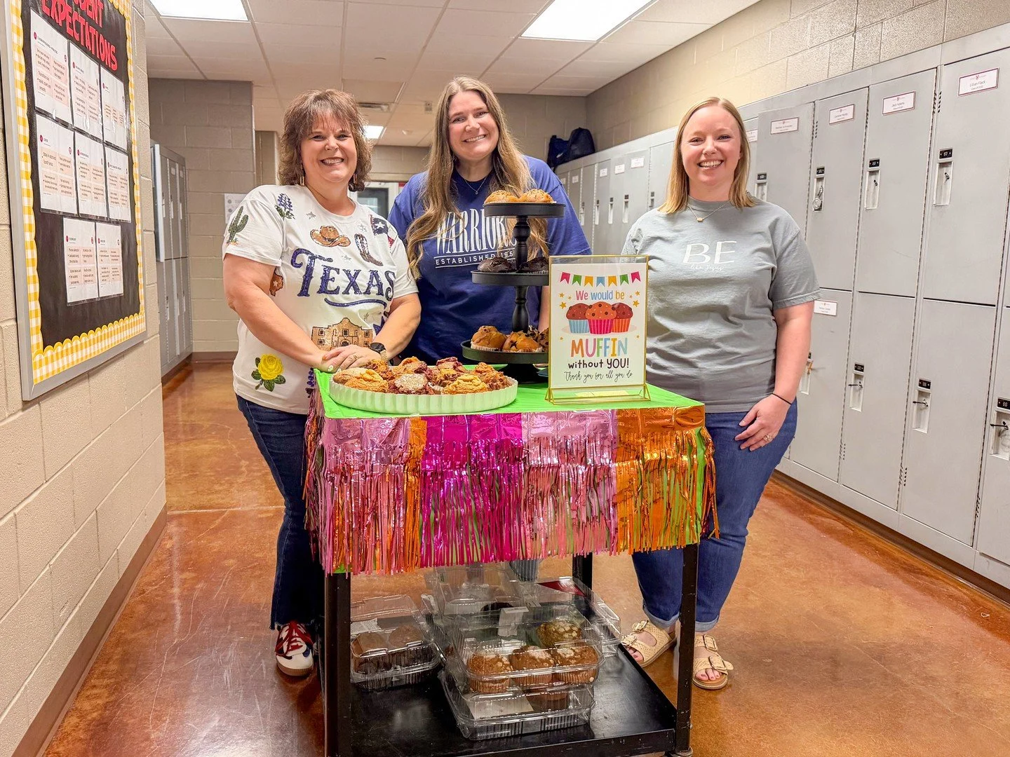 Last week, Mrs. Adams, Ms. Morris, and Mrs. Levell visited each classroom and delivered delicious muffins to teachers and staff to thank them for the hard work they have put into the semester so far. 

We believe we have the best team, and we wouldn'