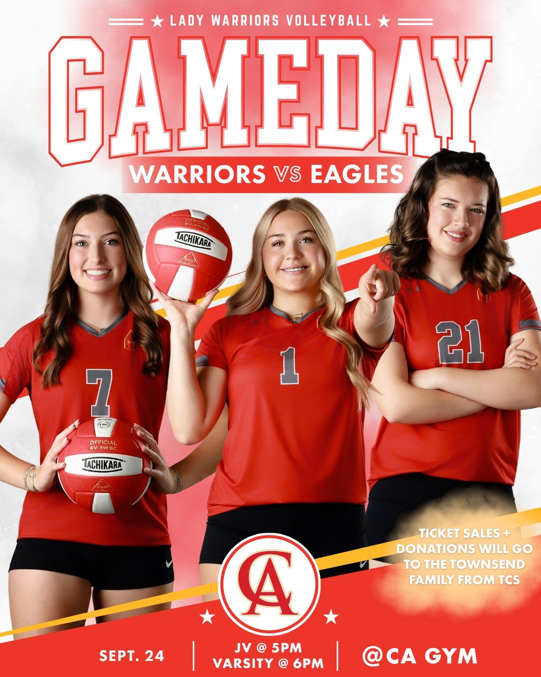 IT'S GAME DAY! The Lady Warriors host Texoma Christian tonight for our first district home game! 

This game means more than most. All ticket sales and donations will go directly to the Townsend family of Texoma Christian during this difficult time. 