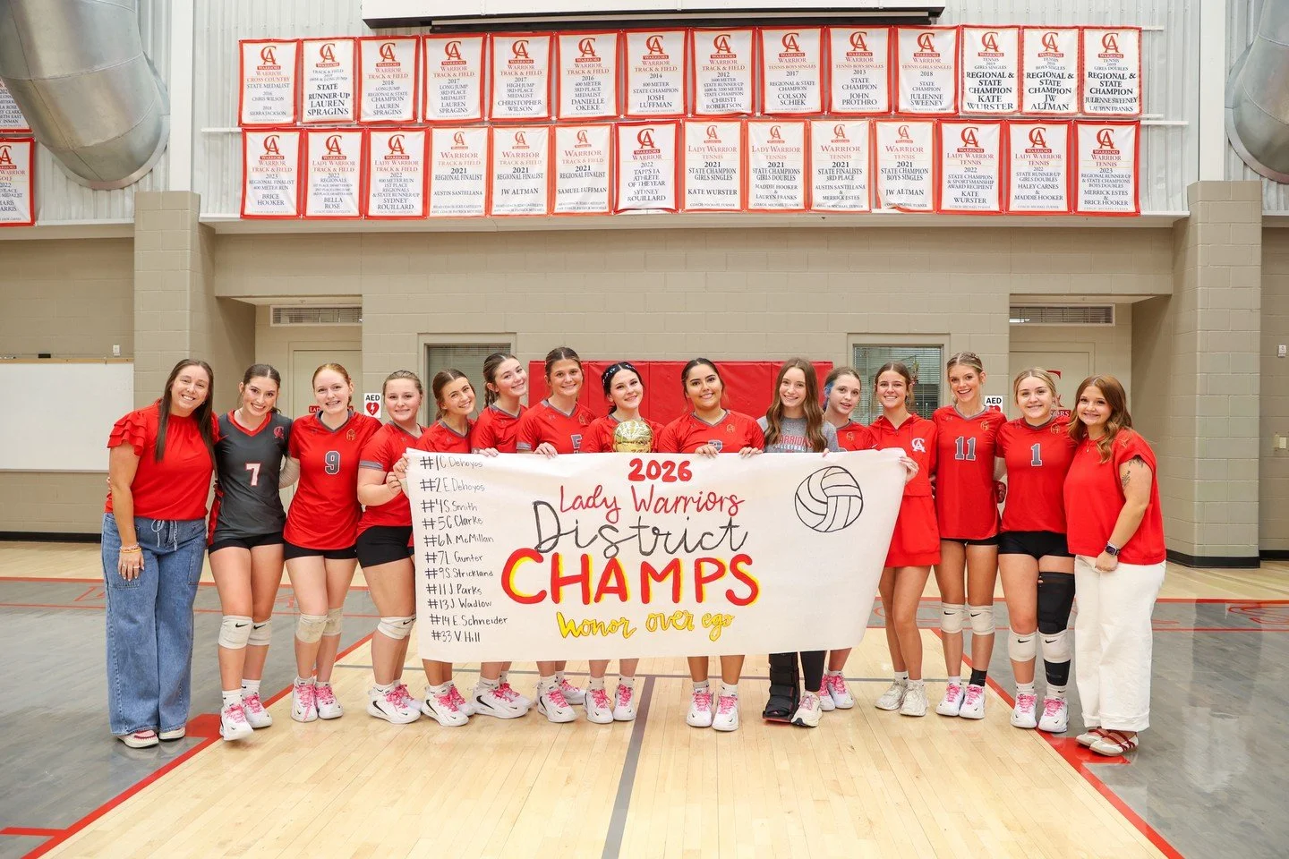 DISTRICT CHAMPS! The Lady Warriors went UNDEFEATED in district play, and tonight, they clenched the title of District Champs after defeating Victory Baptist in a 3-0 sweep. 

We&rsquo;re officially in the playoffs, and next stop, Area!

WAY TO GO, LA