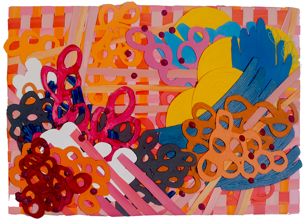  Camp Out 
 2021, 16 x 20 x 1.5 in, Paper, board and paint 