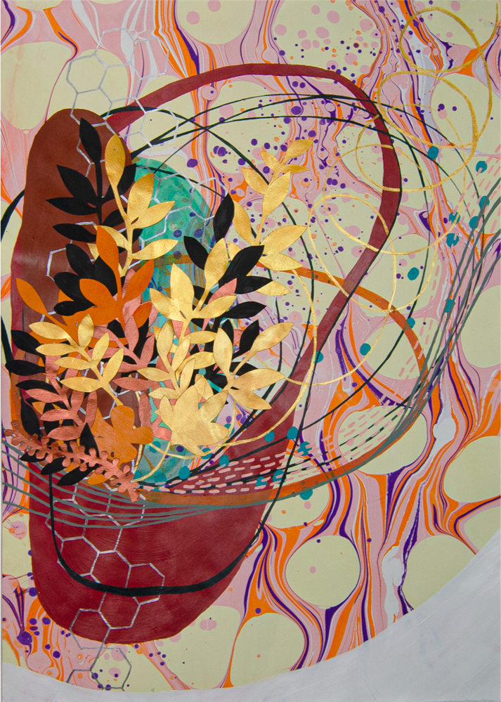  Basket Weaving 
 2023, 23.15 x 16.5 in, Paper and Paint 