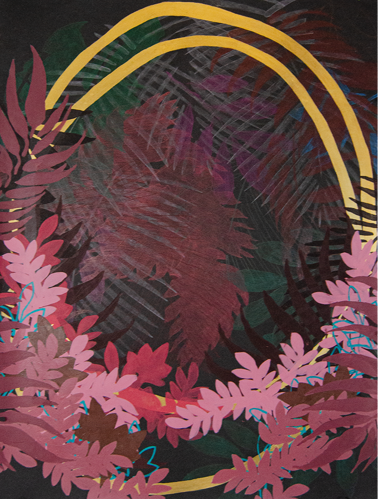  Wanting More 
 2024, 30 x 22.5 in, Paint and Colored Pencil on Paper 