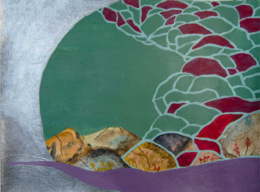  Stuck in the Middle 
 2024, 9 x 12 in, Paint on Paper 