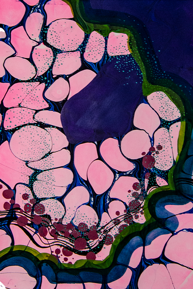  Dreamland 
 2024, 22.5 x 15 in, Paint on Marbled Paper 