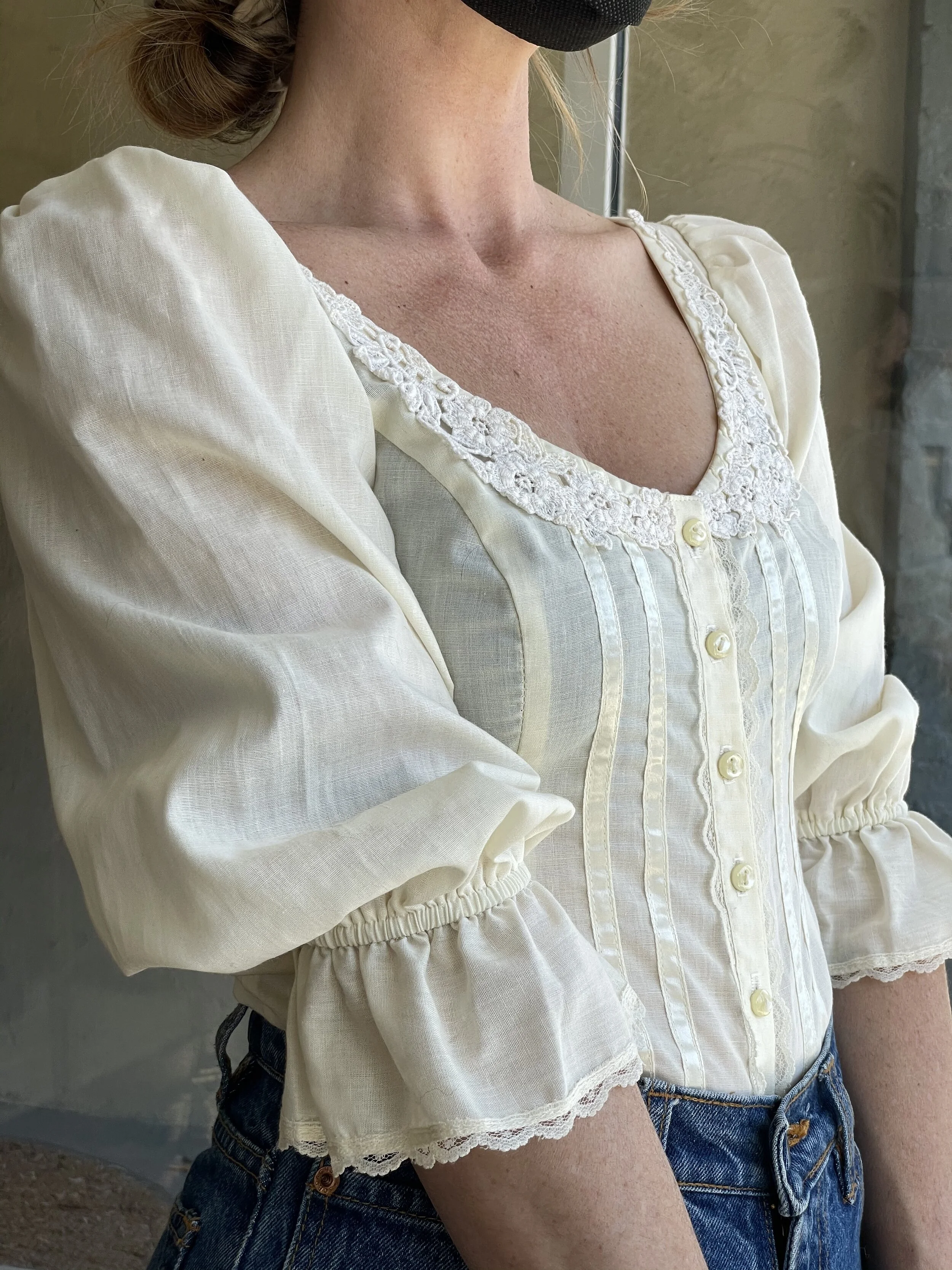 1970s Cotton Button Down Blouse