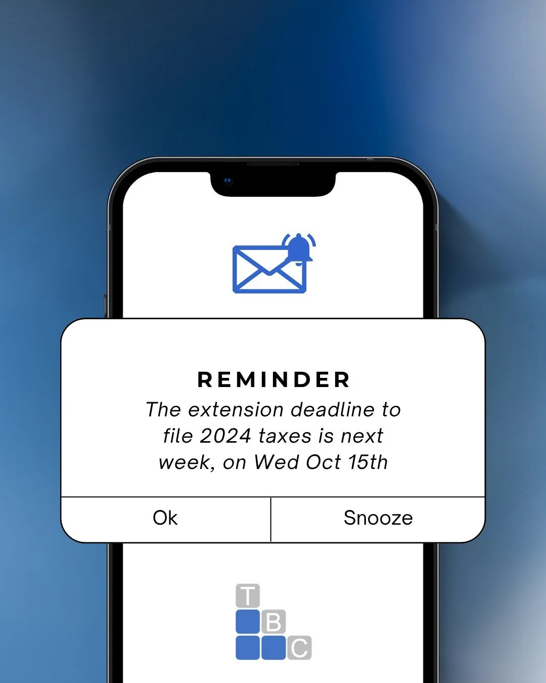 The deadline for filing 2024 tax extension is next week. 

For those taxpayers who requested an extension to file their 2024 tax return must file by Wednesday, Oct. 15, to avoid a penalty for filing late.
 
#business  #individuals  #taxes  #accountin