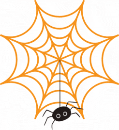 Swing spider on an orange spider web.