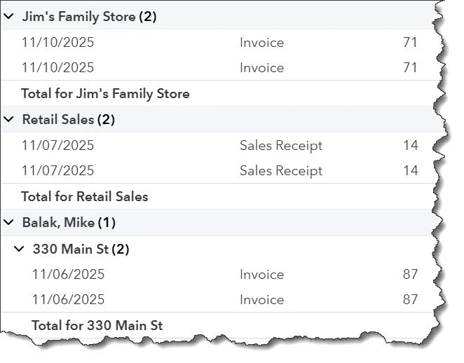 View the Sales by Customer Detail report.