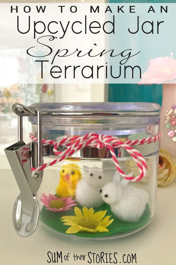 an old jar turned into a cute sping terrarium