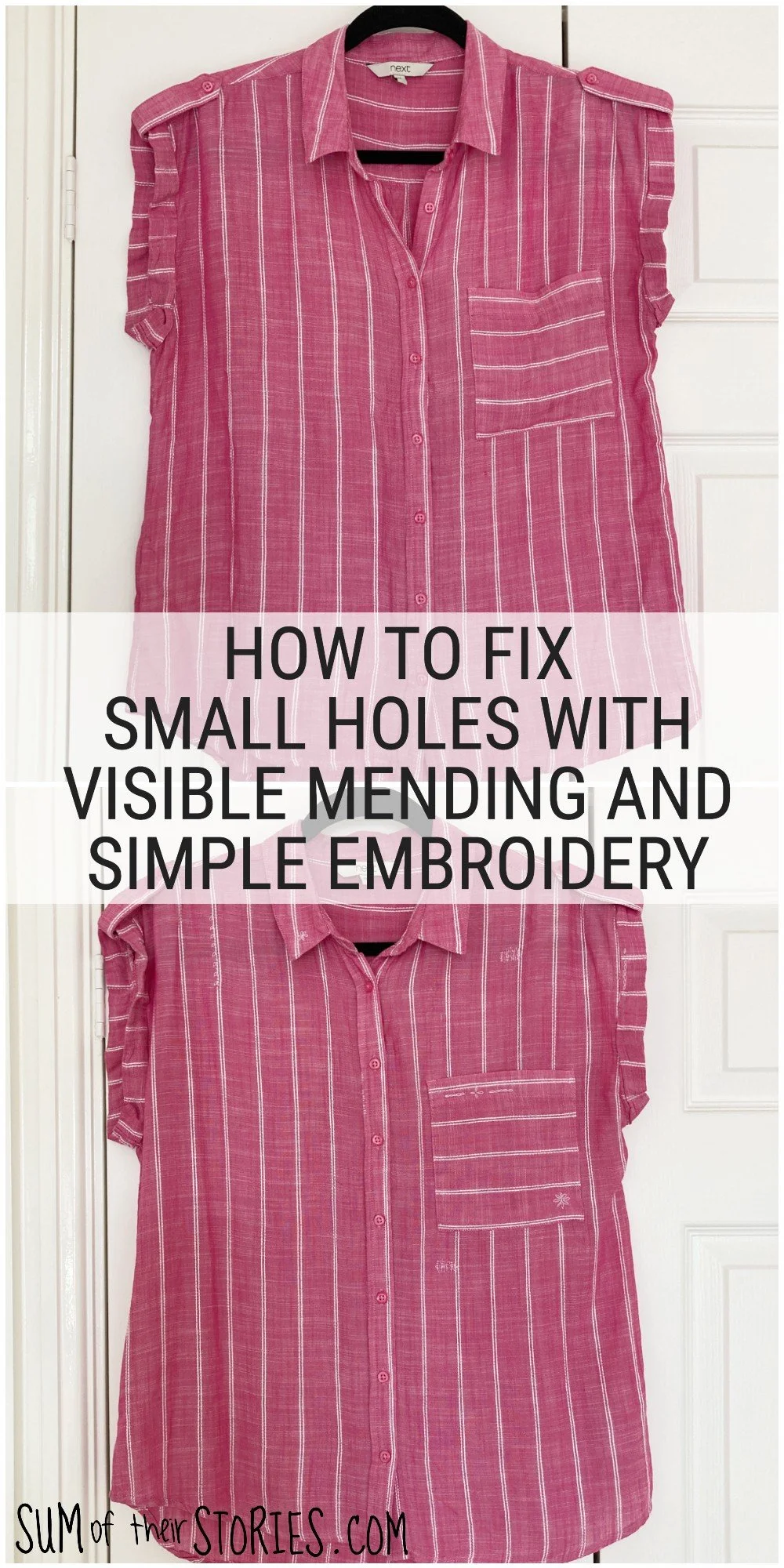 How to fix small holes in clothes with visible mending — Sum of their