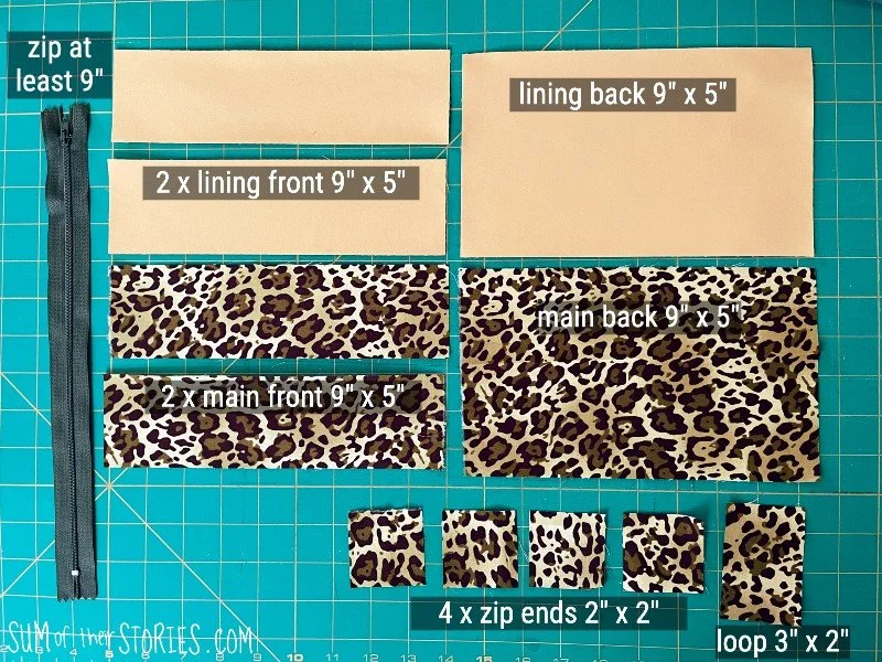 fabric pieces needed to make a flat pencil case