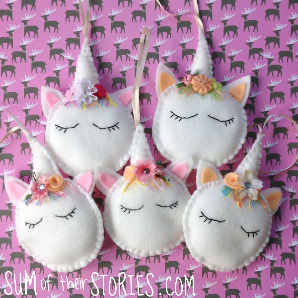 Make your own cute unicorn ornaments