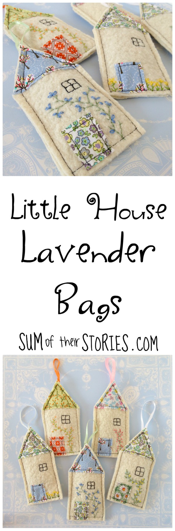 Little house embroidered lavender bags