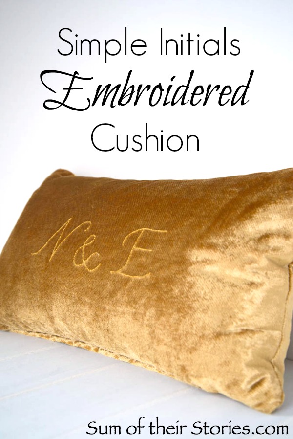 Simple Initials embroidered cushion