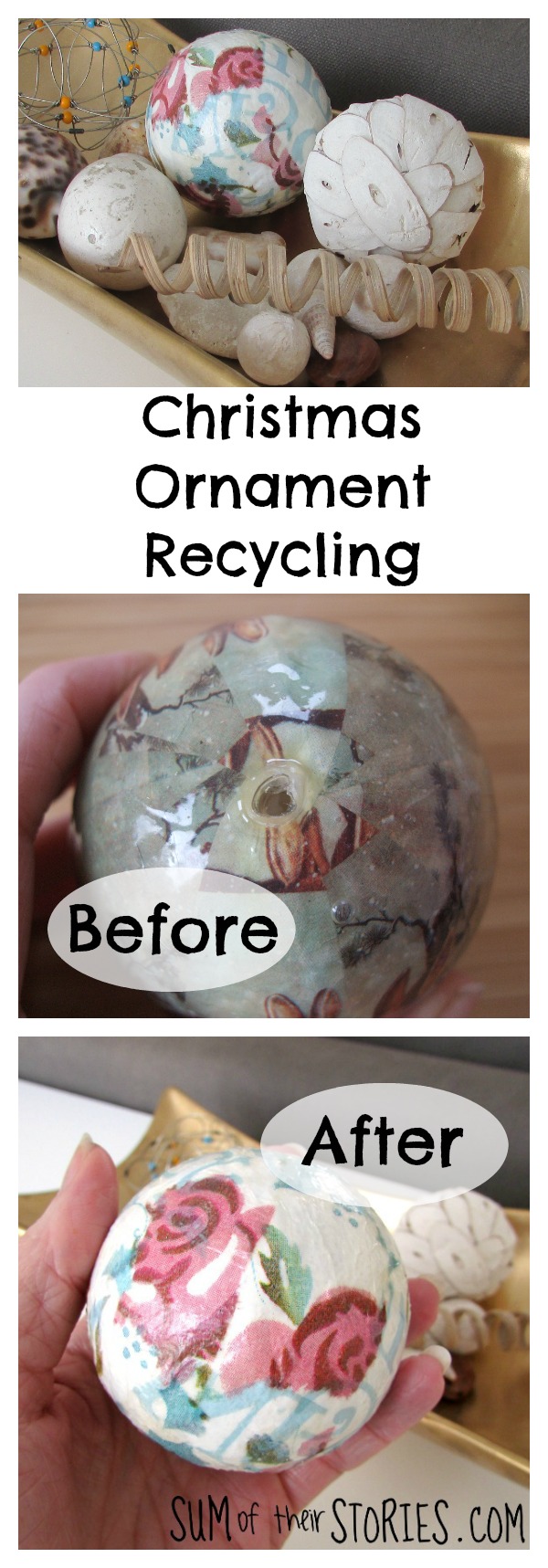 Christmas ornament floral upcycle