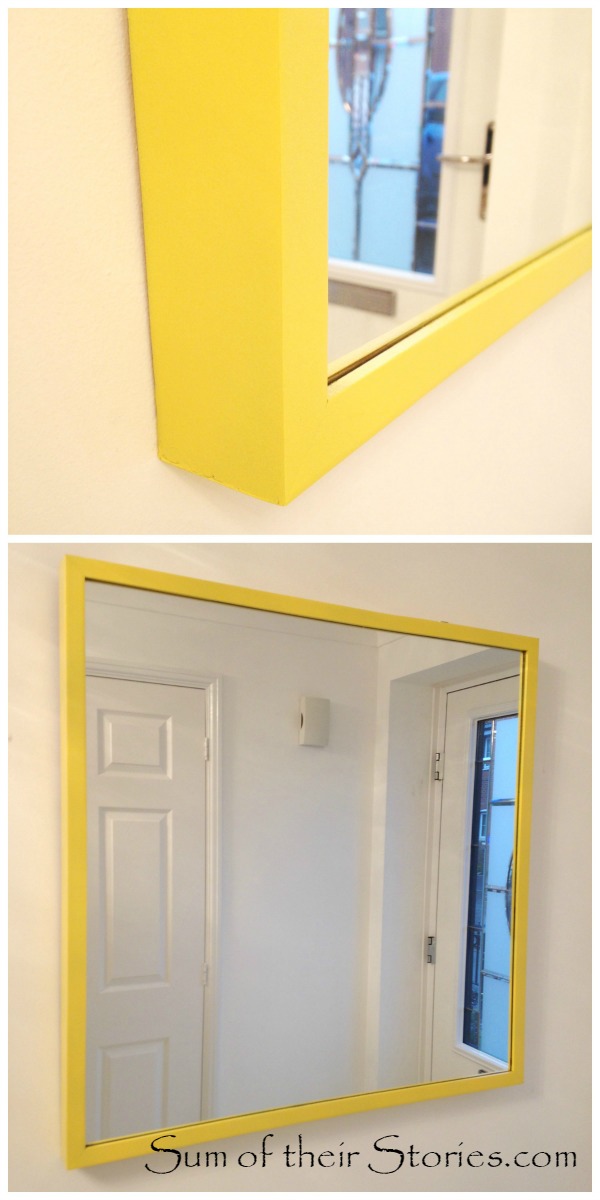 yellow spray painted mirror frame