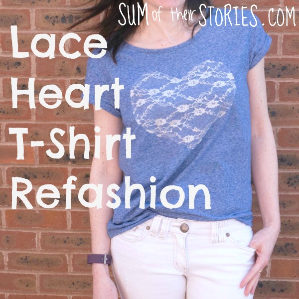 Lace heart T shirt refashion
