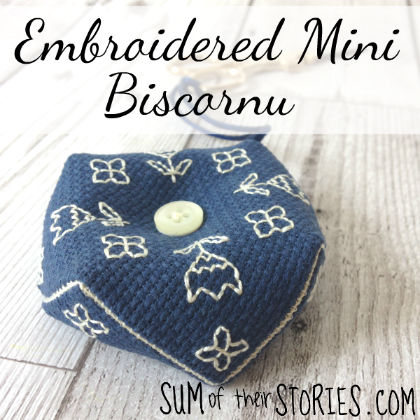 Embroidered mini biscornu
