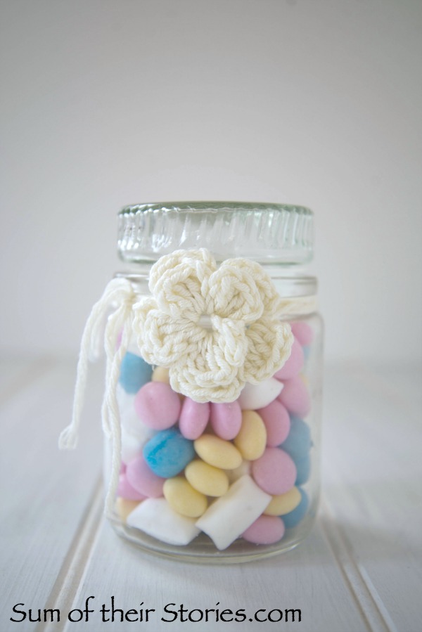 Sweets in a jar crochet flower gift