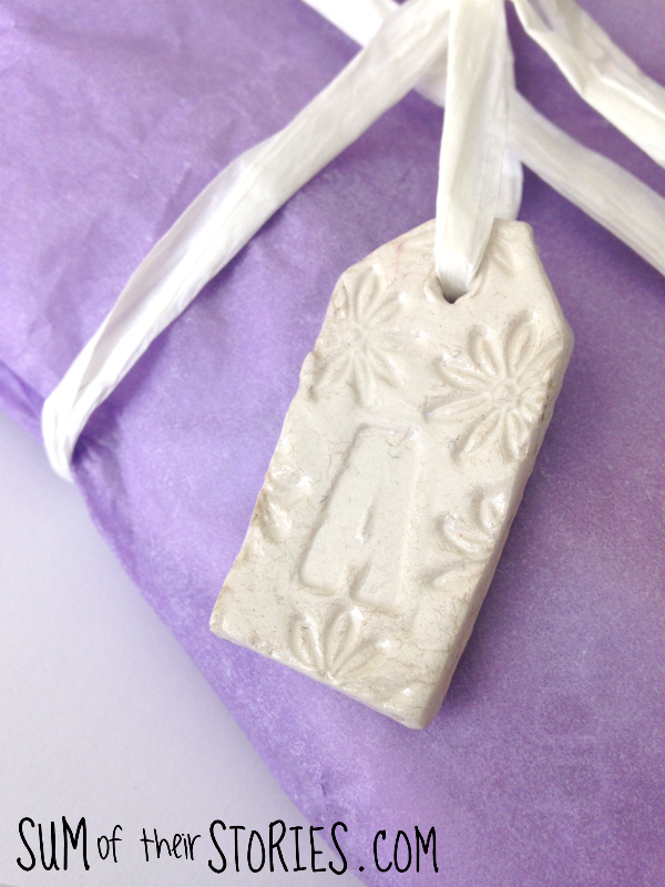 Air dry clay initial gift tag